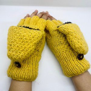 Hand Knitted Merino Wool Fleece Lined glove/mitten